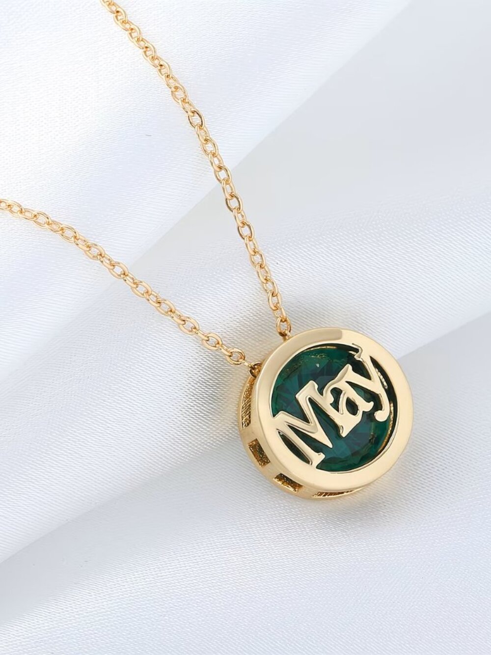 May Green Emerald Birthstone Pendant Necklace May Birthday Jewelry Gift